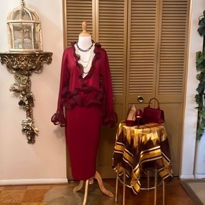 Curve, Burgundy Knit Midi Fancy Dress
